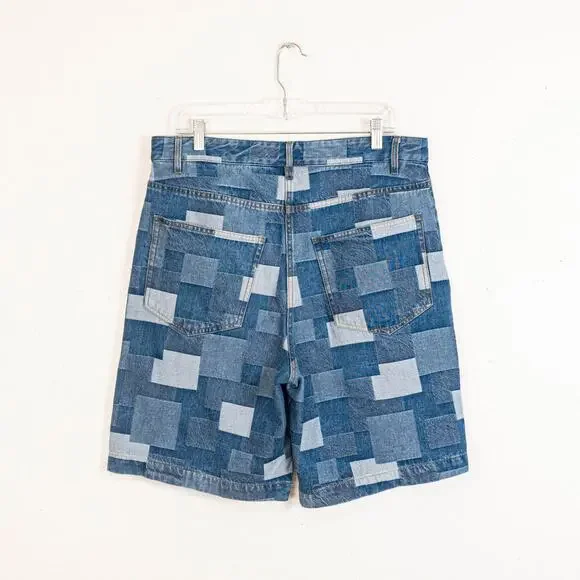 A.P.C. Helio Shorts High-rise Denim Patchwork size Large